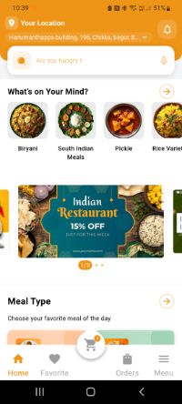 NammaOota mobile app screens